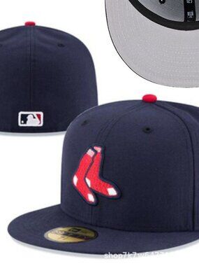New Era Navy Fitted Hat with Red Boston Socks Logo